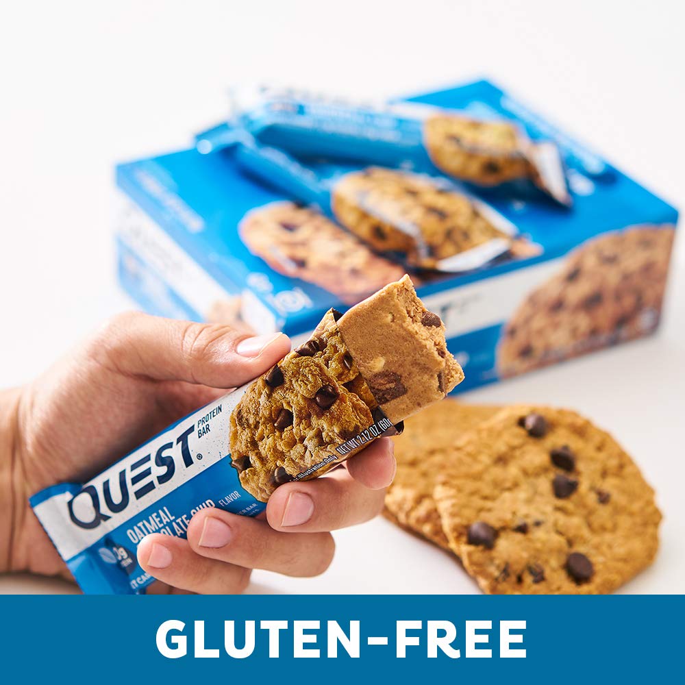 Quest Nutrition Chocolate Chip Dough Cookie Protein Bars, 21g Protein, 1g Sugar, 4g Net Carbs, High Fiber, Gluten Free, Keto-Friendly, 12 Count