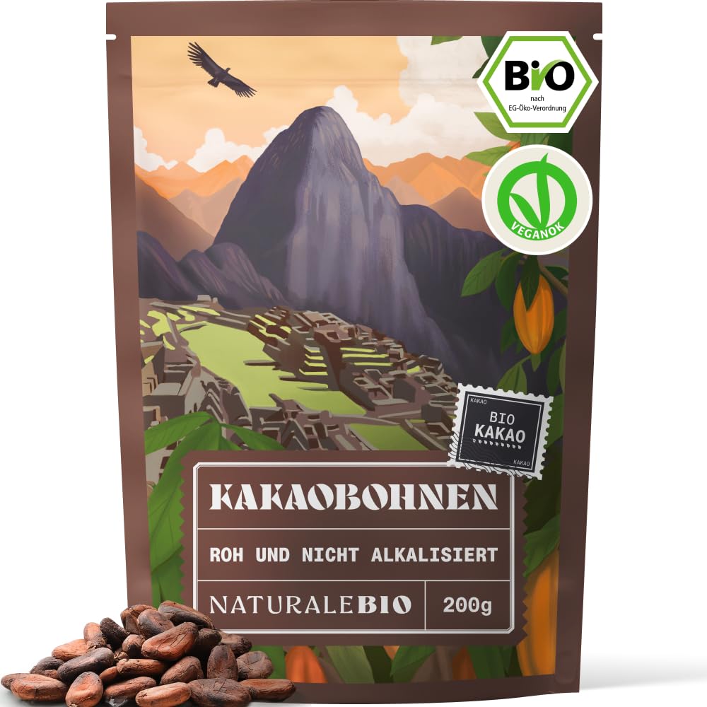 NaturaleBio Kakao Pulver Bio 1kg. Organic Cacao Pulver, Roh & Ungesüßt, Ideal für Getränke, Smoothies & Backen, Reich an Magnesium & Phosphor, Geprüft auf Schwermetalle