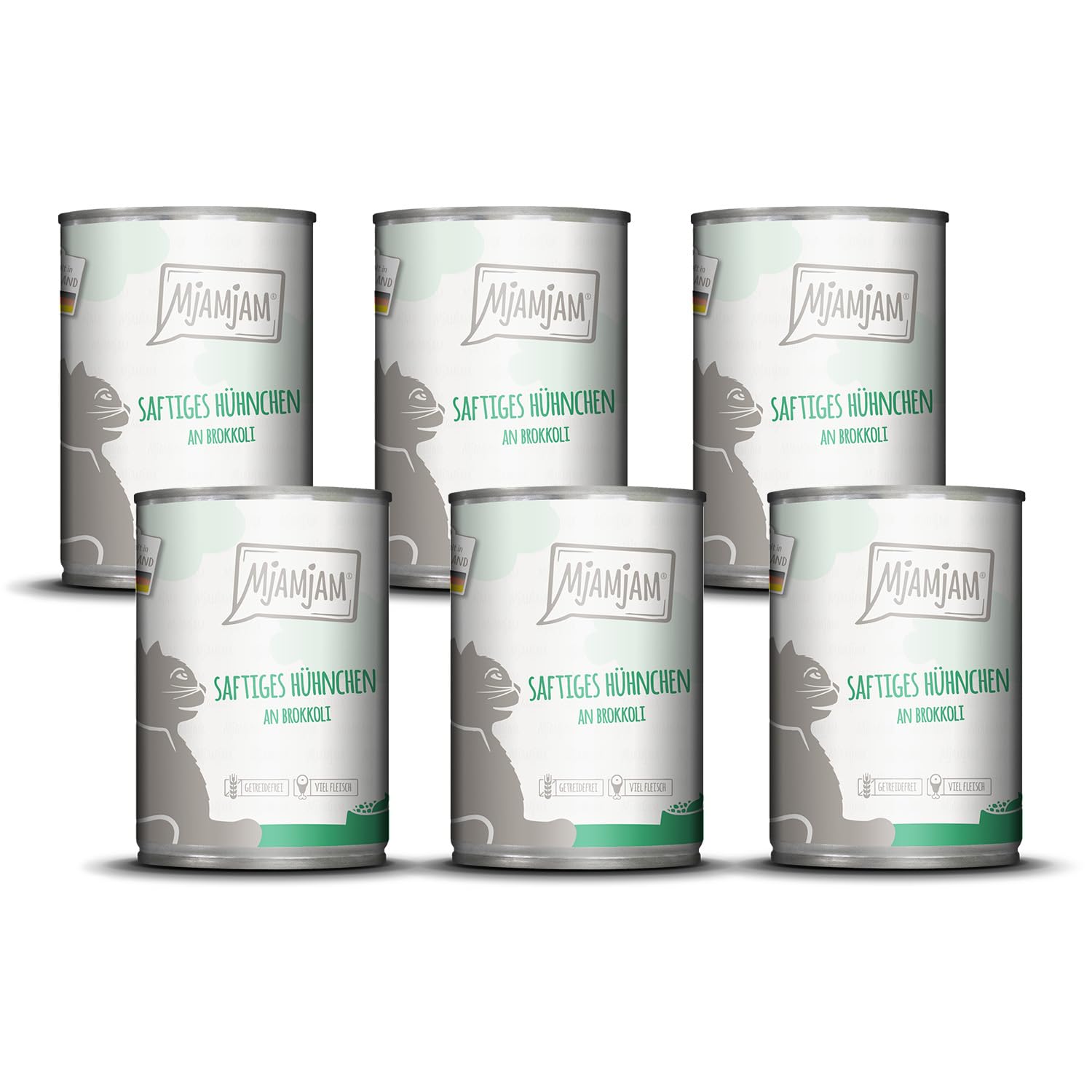 MjAMjAM - Premium Nassfutter für Katzen - saftiges Huhn an leckeren Möhrchen, 6er Pack (6 x 400 g), getreidefrei mit extra viel Fleisch