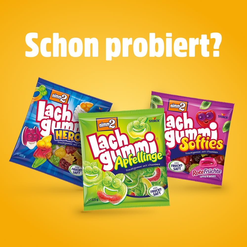 nimm2 Lachgummi Happies – 1 x 325 g – Fruchtgummis mit Fruchtsaft und Vitaminen – Süßigkeit in sechs Geschmacksrichtungen