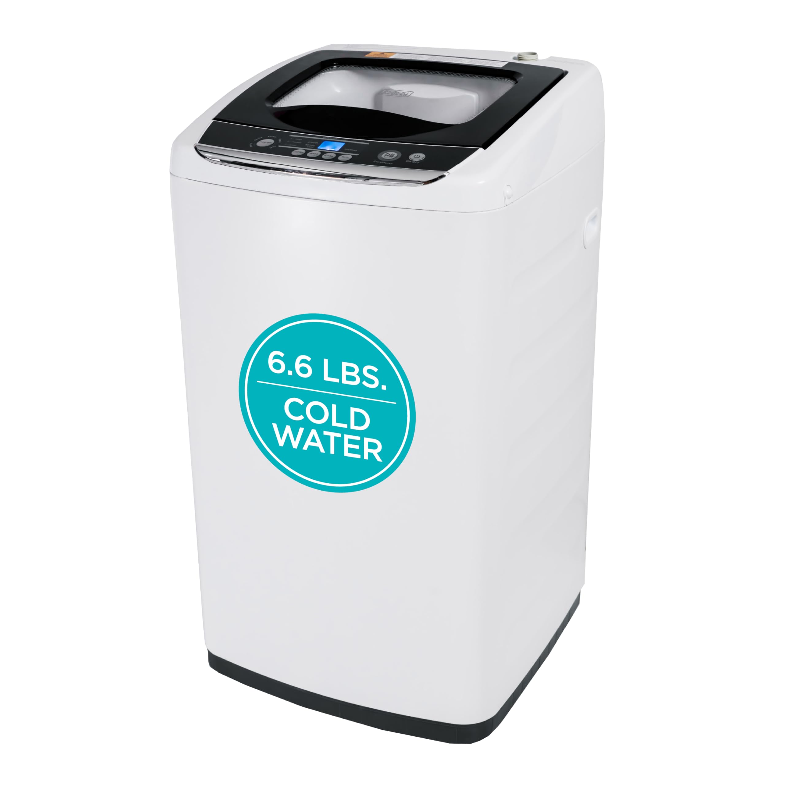 BLACK+DECKER Small Portable Washer, Washing Machine for Household Use, Portable Washer 2.0 Cu. Ft. with 6 Cycles, Transparent Lid & LED Display