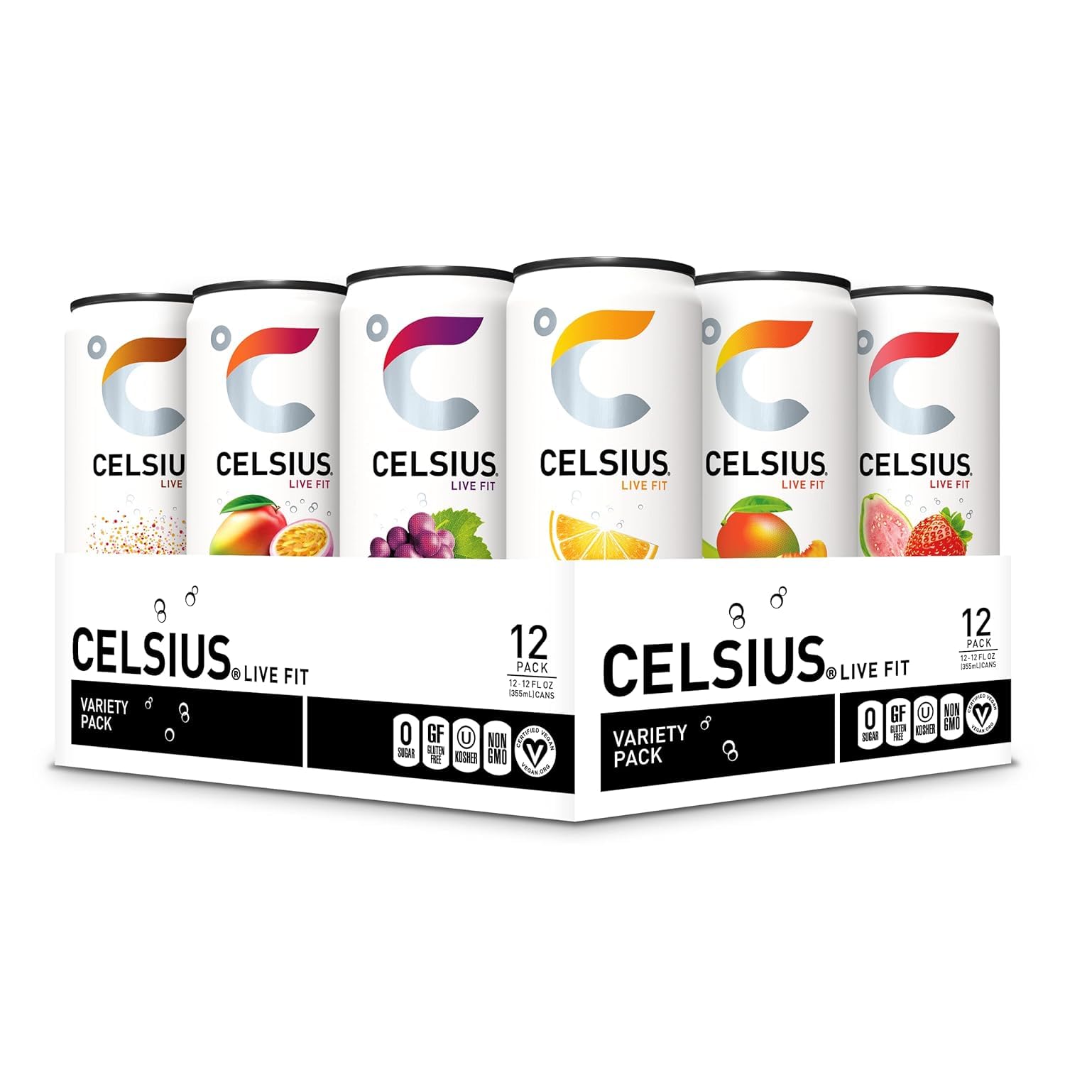 CELSIUS Sparkling Kiwi Guava, Functional Essential Energy Drink 12 Fl Oz (Pack of 12)