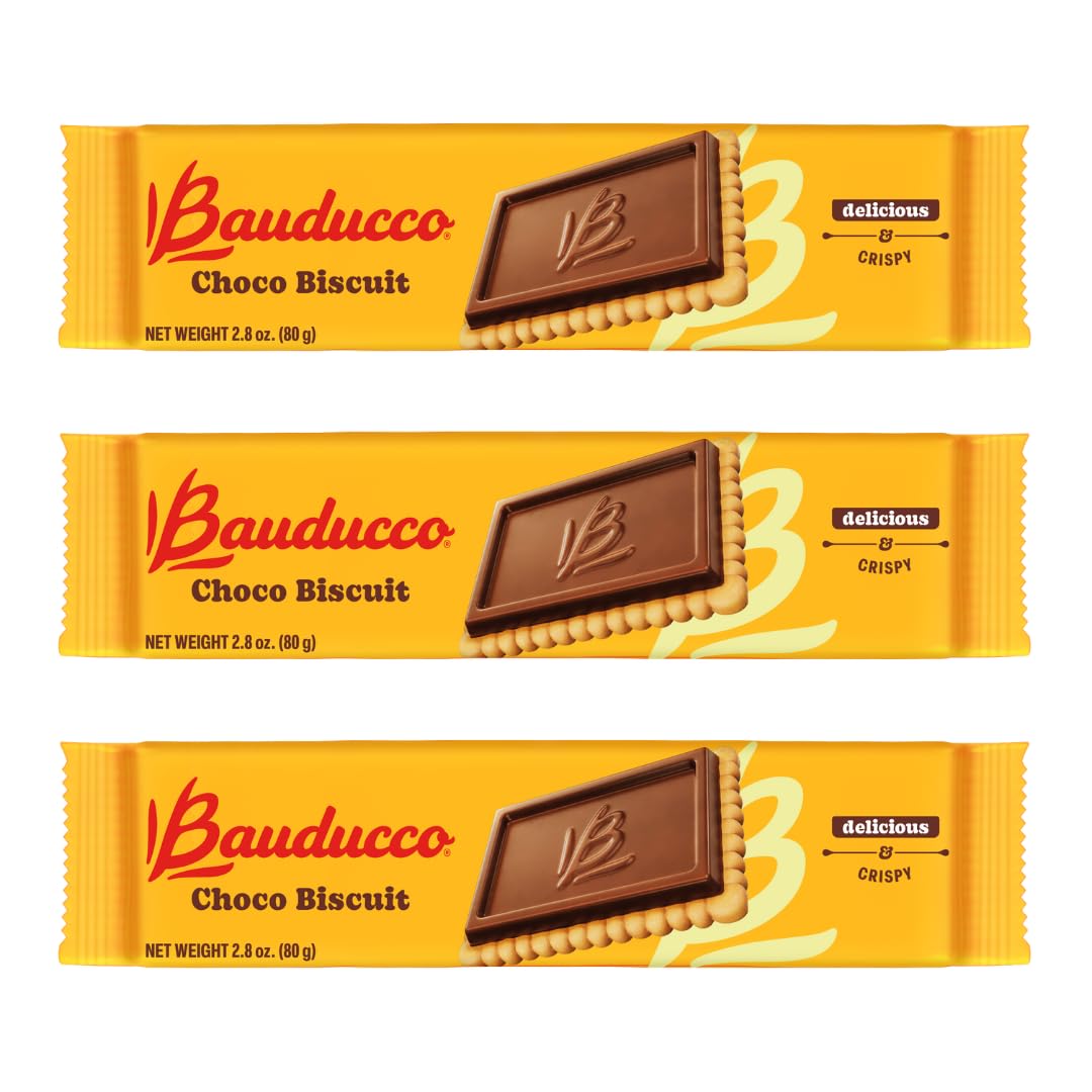 Bauducco Choco Biscuit Cookies – Crispy Chocolate-Covered Biscuits, Individually Wrapped for Snacking, Dessert, and Lunch Boxes, 25.3 oz (Pack of 40)