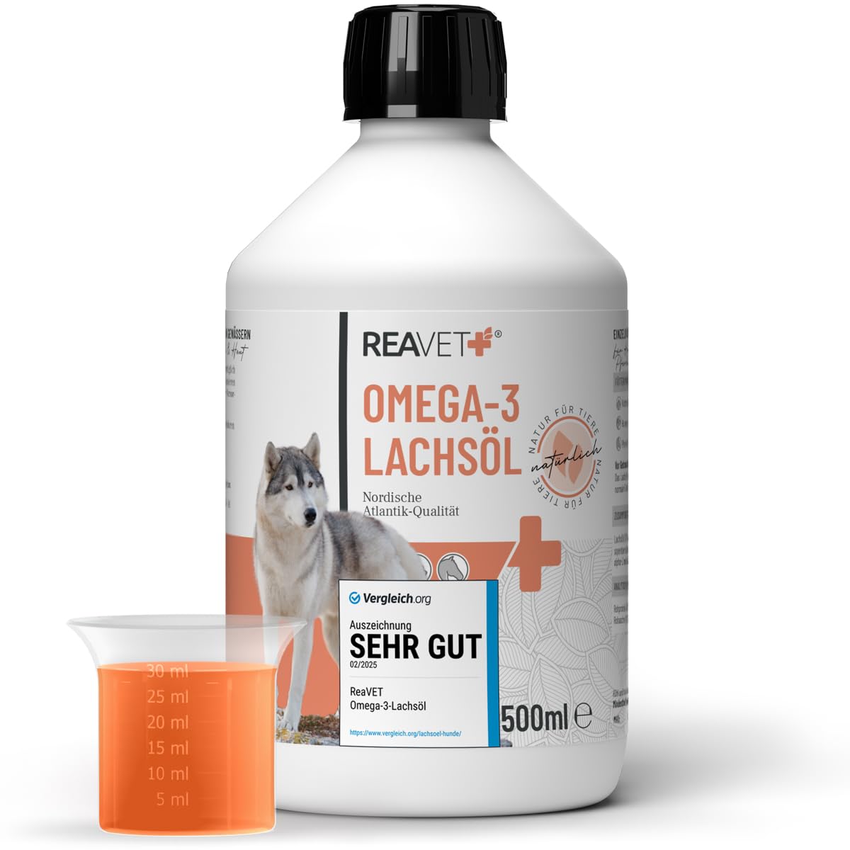 TESTURTEIL SEHR GUT 2025 ReaVET Lachsöl Hunde 1 Liter – Reich an Omega 3 & 6, Fischöl Hund hochdosiert, echte Lebensmittelqualität ohne Zusätze, frisch abgefüllt in Deutschland