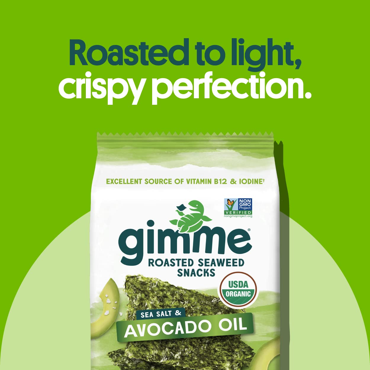Gimme Seaweed Organic Premium Roasted Seaweed Snacks, Sea Salt, 20 Count, Keto, Vegan, Gluten-Free, Great Source of Omega3s and Iodine, Healthy On-The-Go Snack for Kids and Adults