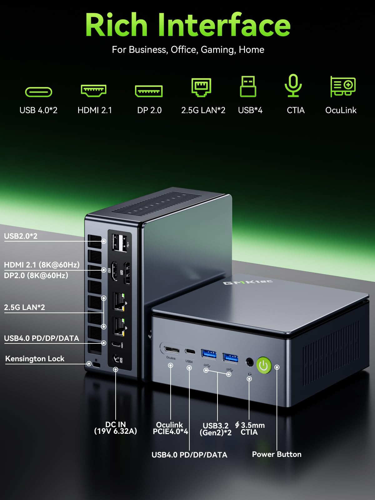GMKtec Gaming Mini PC Ryzen 7640HS (Beats 6800H/6800U) 16GB DDR5 512GB NVMe SSD Dual NIC LAN 2.5GbE /WiFi 6E BT5.2 /USB4 Desktop Computers Office Home M6 Ultra