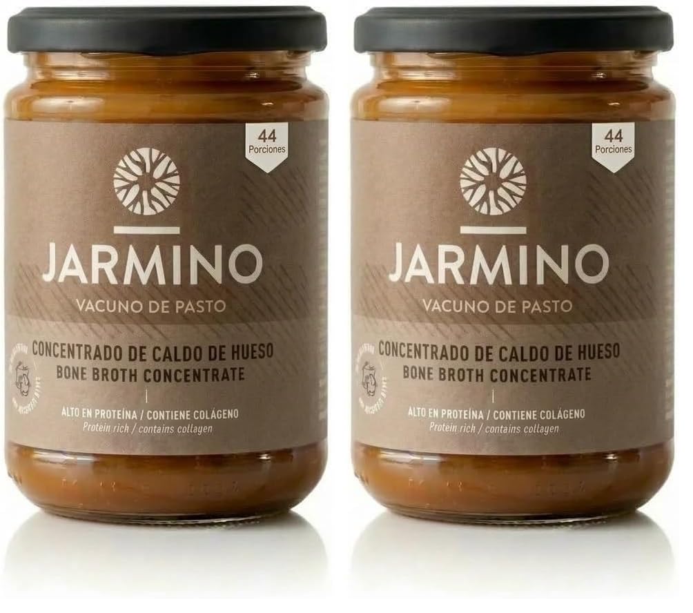 JARMINO Bio Rinderknochenbrühe Konzentrat, Grasgefütterte Brühe für Menschen, Flüssige Knochenbrühe mit Kollagenprotein, Keto, Paleo & AIP geeignet, Rinderbrühe, 440 g, 44 Portionen