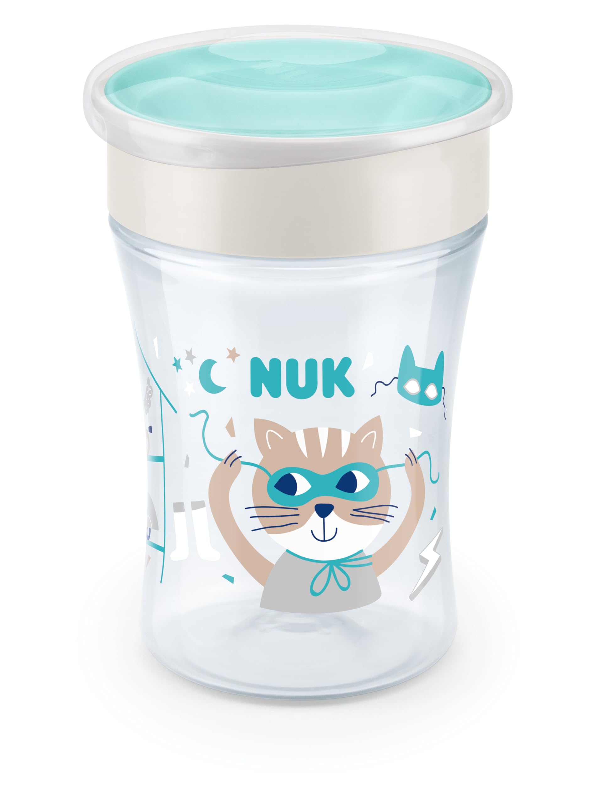 NUK Magic Cup Trinklernbecher | 8+ Monate | 230 ml | auslaufsicherer 360°-Trinkrand | BPA-frei | blauer Igel