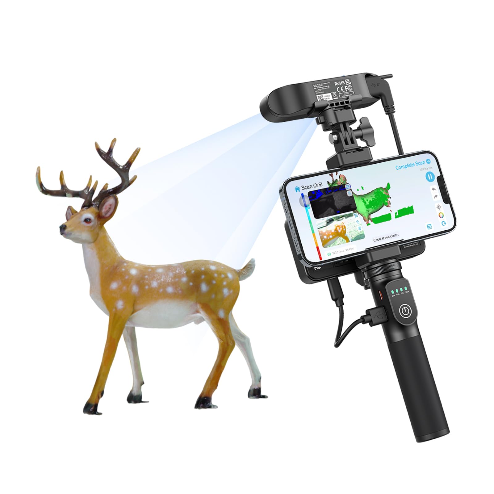 Creality 3D Scanner Otter Lite Basic, Handheld Scanner with 0.05mm Accuracy, Anti-Shake Tracking, Up to 30FPS Scanning Speed Support 20-2000mm Objects for Windows Mac iPhone Android
