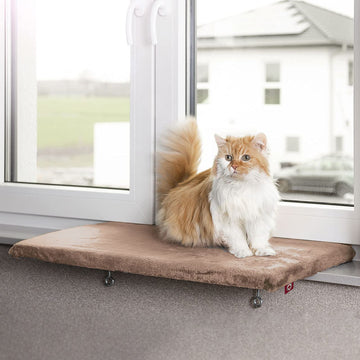 CanadianCat Company | Katzen Fensterliege groß Katzenbett Fensterbank - Snuggly Place - Large, hellgrau, Flauschiges Fensterbrett Katze waschbar, ca. 75 x 35 cm
