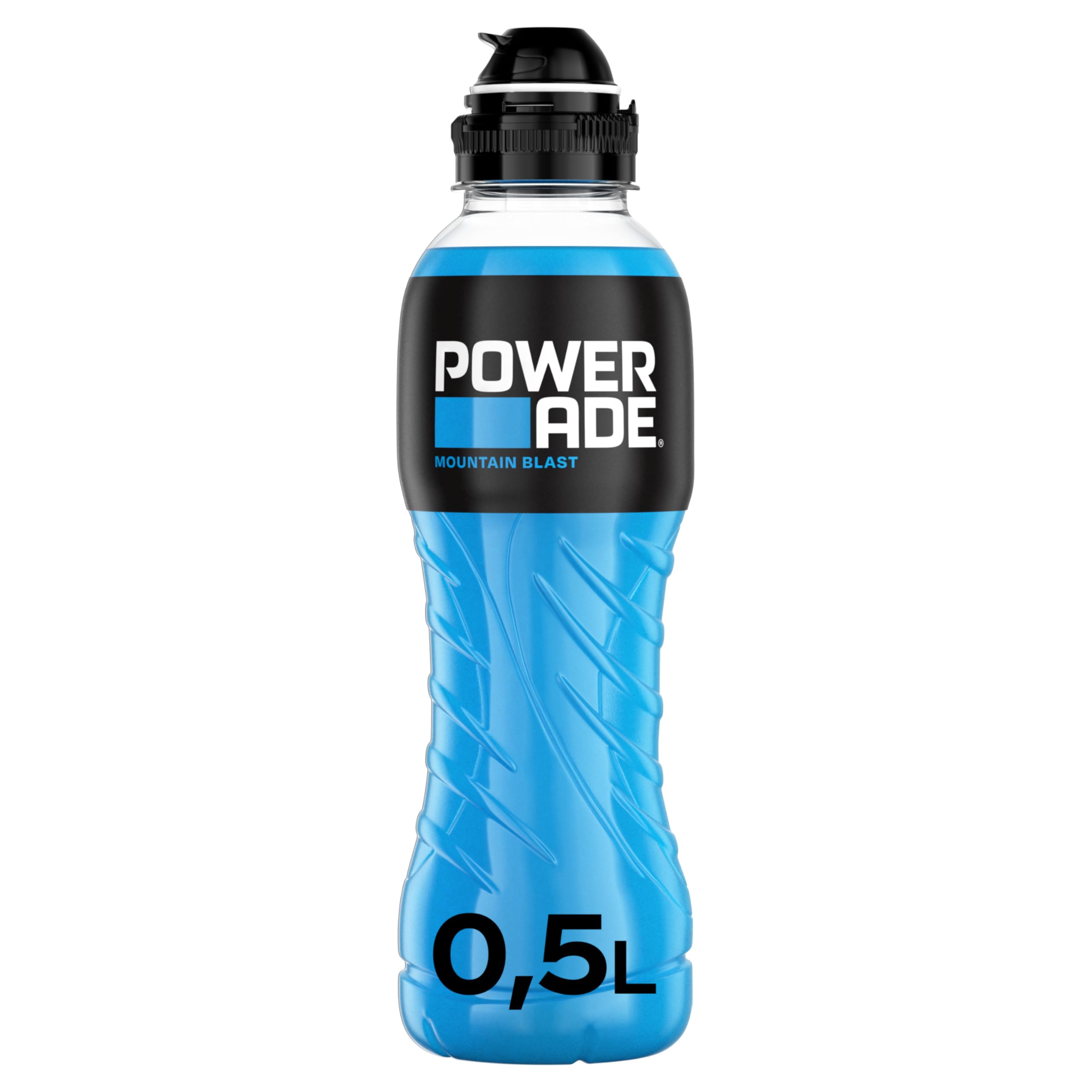 Powerade Sports Mountain Blast, kalorienarmes Sportgetränk mit Fruchtmix-Geschmack, mit Elektrolyten, Sport Drink in stylischen Einweg Flaschen (12 x 500 ml)