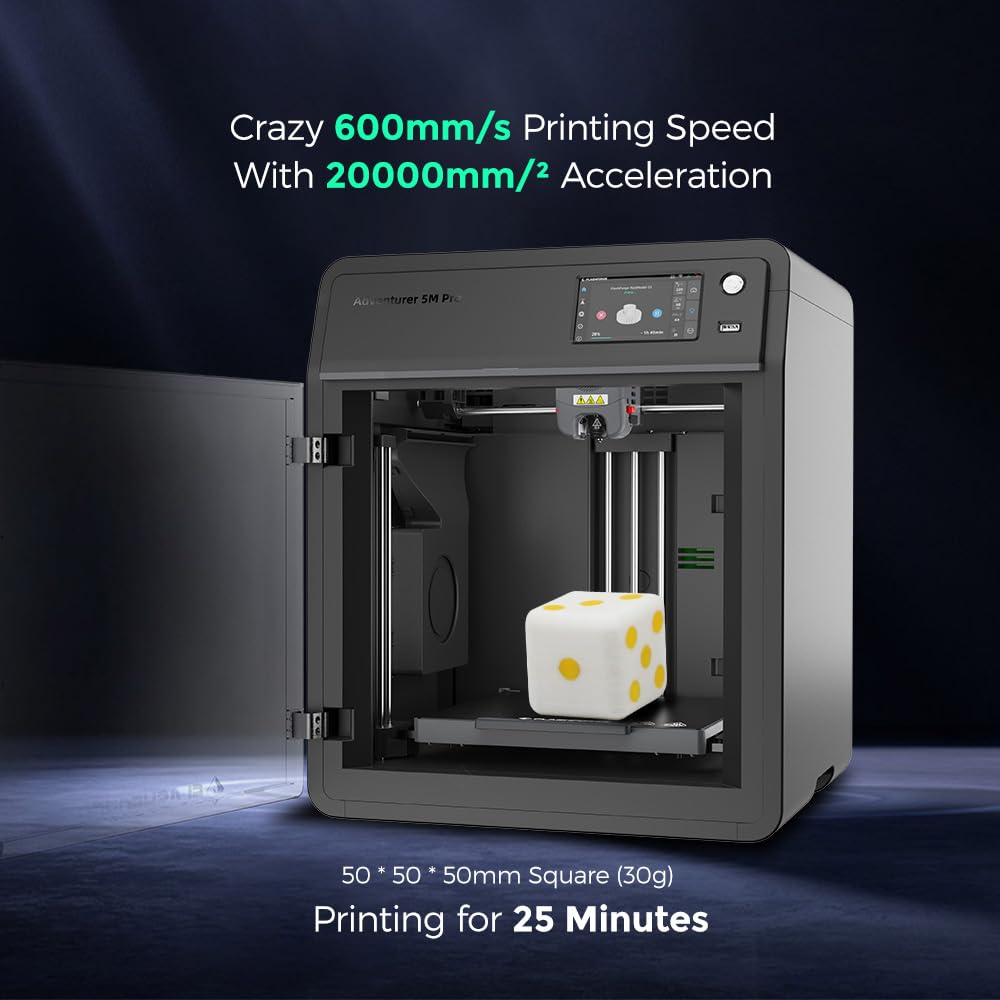 FLASHFORGE AD5X Multi-Color 3D Printer with IFS,Fully Auto Leveling FDM 3D Printer with Max 600mm/s High Speed Printing and Max 300°C Nozzle,Large Printing Size 220 * 220 * 220mm