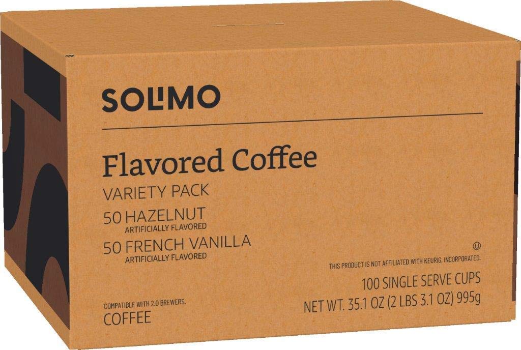 Amazon Brand - Solimo Dark Roast Coffee Pods, Compatible with Keurig 2.0 K-Cup Brewers, 100 Count (Pack of 1)