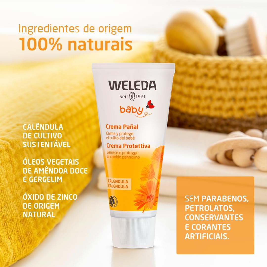 WELEDA Bio Baby Calendula Wundschutzcreme 75ml - Naturkosmetik Wundsalbe / Babycreme für den Schutz empfindlicher Baby Haut im Windelbereich. Hilft bei Rötungen, gereizter Haut und Wundsein