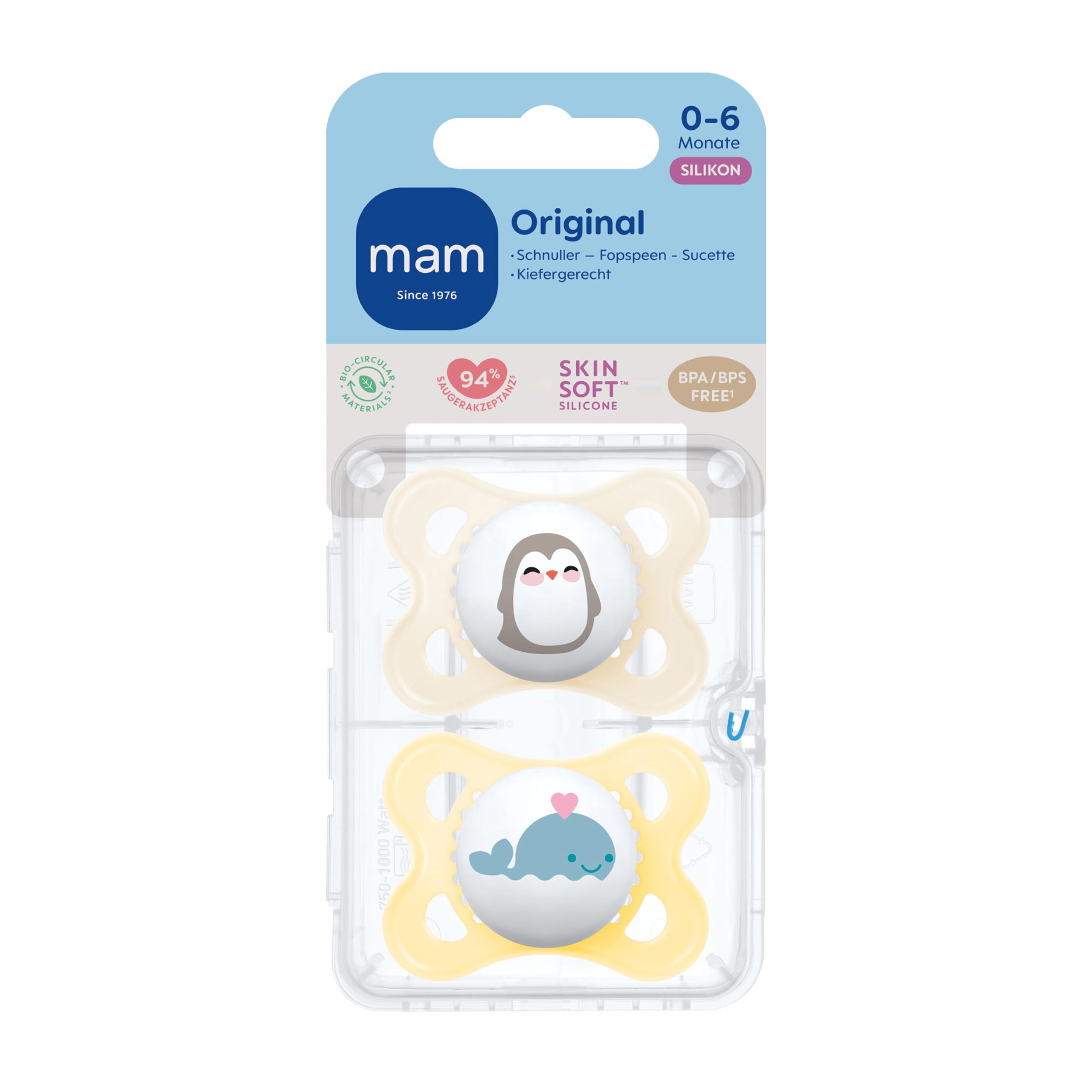MAM Original Day & Night Matt Schnuller | 0-6 Monate | Schnuller für Neugeborene | 94% Akzeptanz | Babyschnuller beugt Zahnfehlstellungen vor | SkinSoft Silikon | Schaf/Hase | 4 Stück