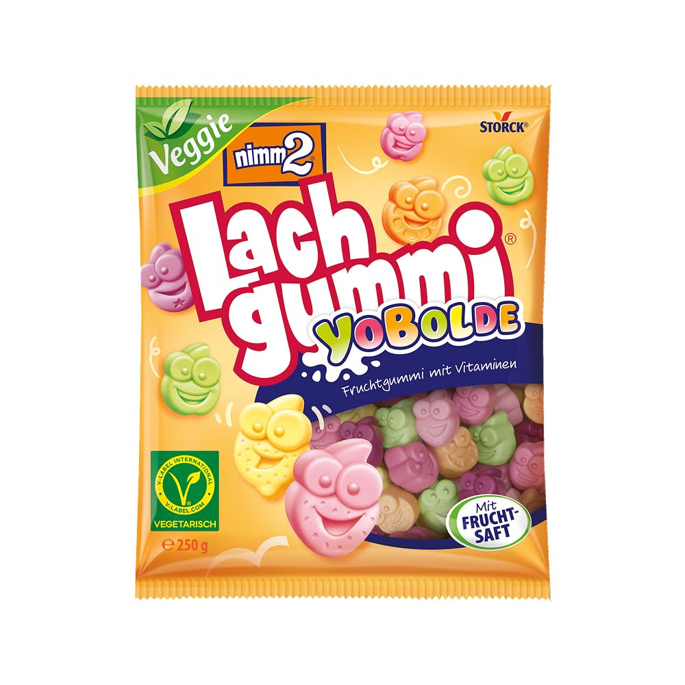 nimm2 Lachgummi Happies – 1 x 325 g – Fruchtgummis mit Fruchtsaft und Vitaminen – Süßigkeit in sechs Geschmacksrichtungen