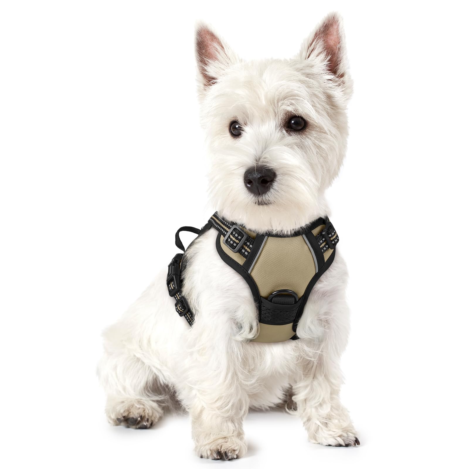 rabbitgoo Hundegeschirr Grosse Hunde, Anti Zug Geschirr mit Kontrolle, No Pull Verstellbar Hundegeschirr Mittelgroße Hunde, Atmungsaktiv Reflexstreifen Brustgeschirr Sichere Führung, Schwarz, L