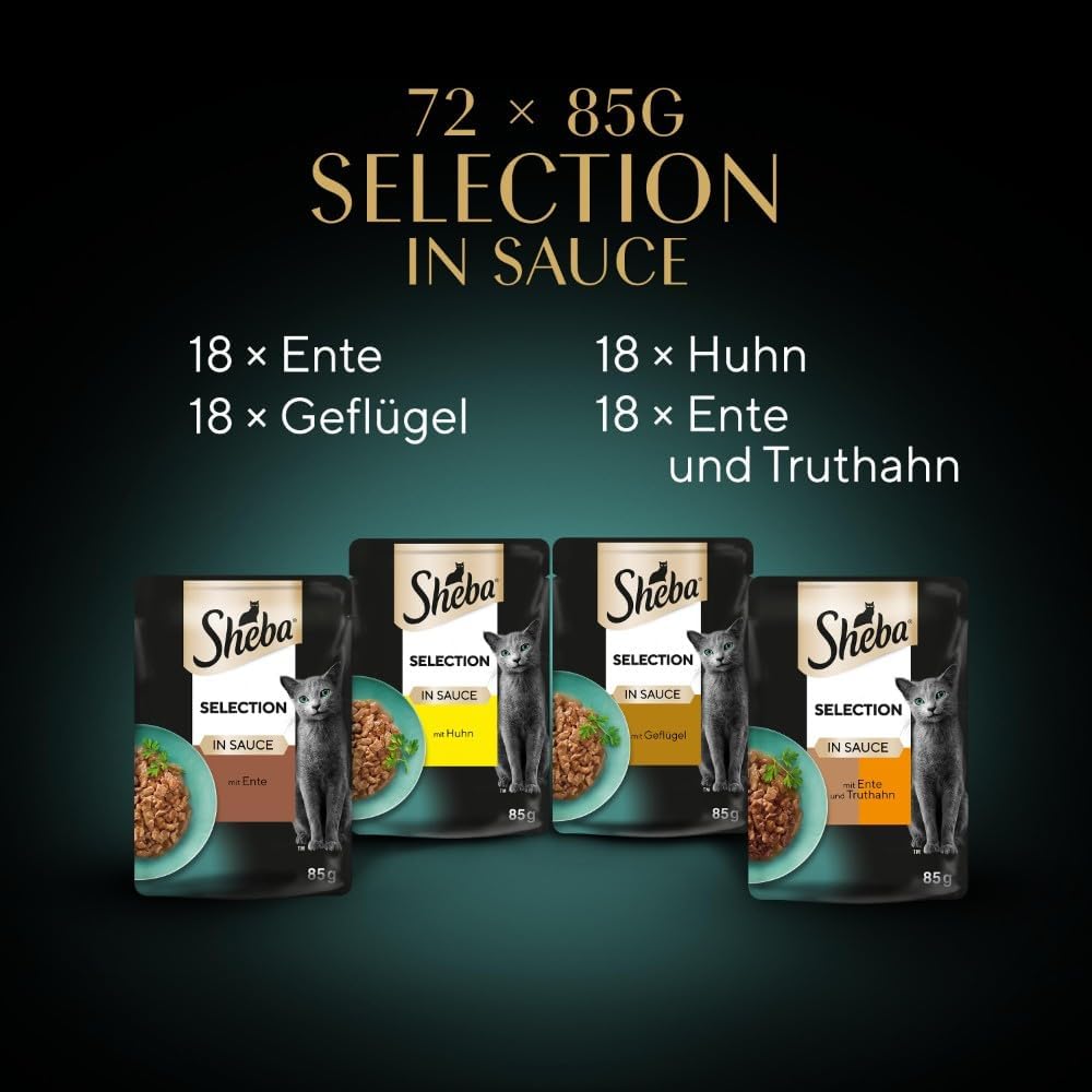 SHEBA Adult Katzenfutter nass - 40x85g Portionsbeutel - Geflügel Variation in Sauce - Nassfutter für Katzen - 1 Großpackung