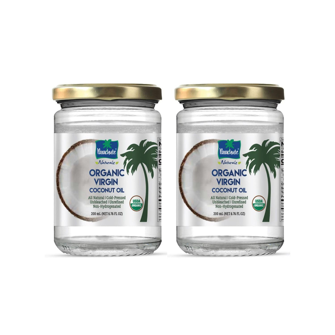 Parachute Naturalz Organic Virgin Coconut Oil | For Cooking, Hair, Body & Oil Pulling | Cold Pressed | Unbleached | Unrefined | Non-Hydrogenated | MCT Oil | USDA Certified |16 Fl.Oz | Glass Jar