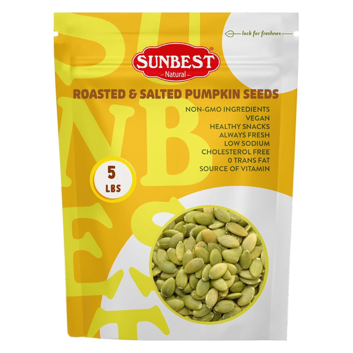 Sunbest Natural Raw Pumpkin Seeds, 5 lbs – Unsalted & Shelled – Bulk Bag, Whole Pepitas, Pumpkin Seeds to Eat – For Snacking, Baking & Topping – Rich in Essential Fatty Acids, Iron & Protein (80 oz)