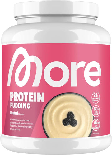 MORE Protein Pudding, Neutral, 600 g, cremiger Pudding mit weniger Fett, Kalorien und Zucker - made in Germany