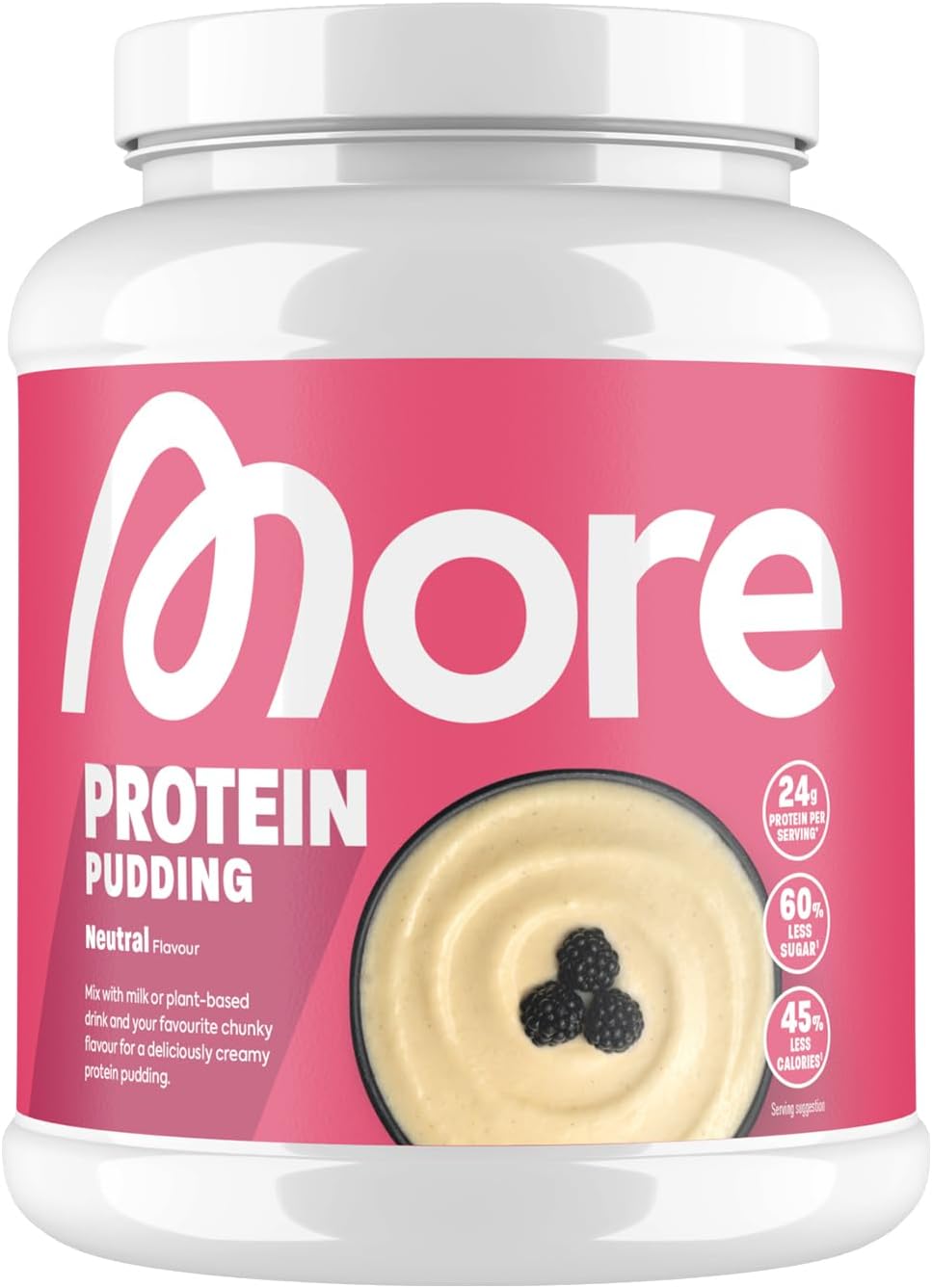 MORE Protein Pudding, Neutral, 600 g, cremiger Pudding mit weniger Fett, Kalorien und Zucker - made in Germany