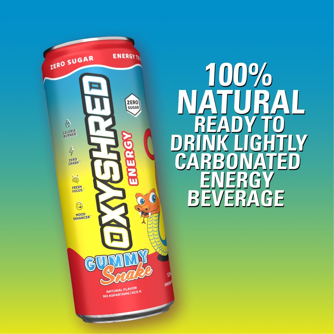 EHP Labs OxyShred Healthy Energy Drink - Zero Sugar Energy Drinks with Amino Acids, Green Tea Extract, Vitamin C & L-Carnitine - Zero Carbs, Zero Calories, Clean Caffeine, Bahama Breeze (12-Pack)