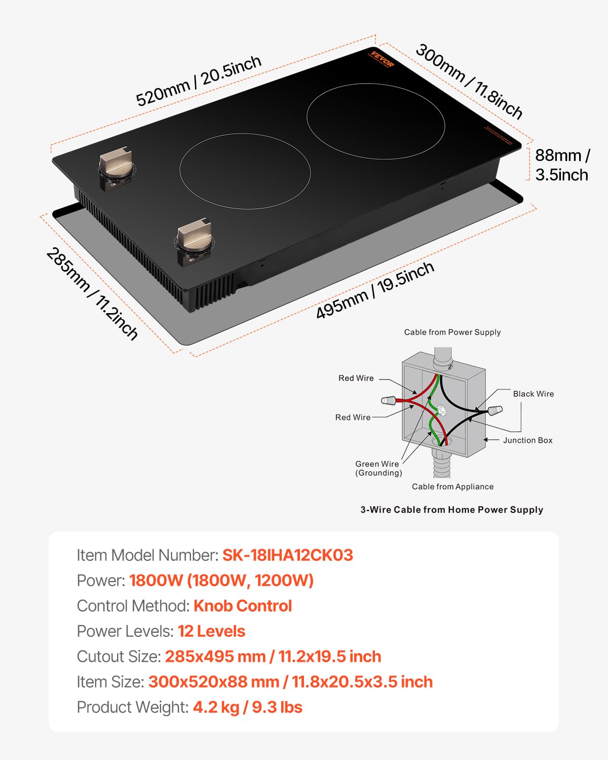 VEVOR Built-in Induction Electric Stove Top 30 Inch,5 Burners Electric Cooktop,9 Power Levels & Sensor Touch Control,Easy to Clean Ceramic Glass Surface,Child Safety Lock,240V