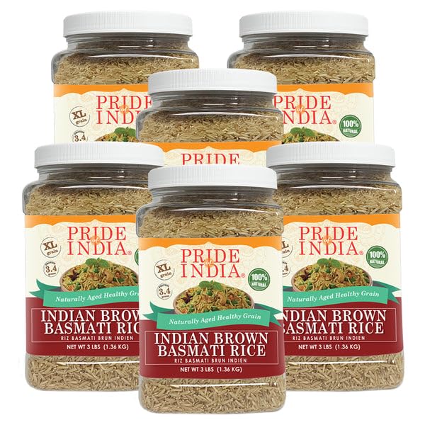 Pride Of India - Extra Long Indian Basmati Rice, Naturally Aged Aromatic Grain, 3 lbs Jar
