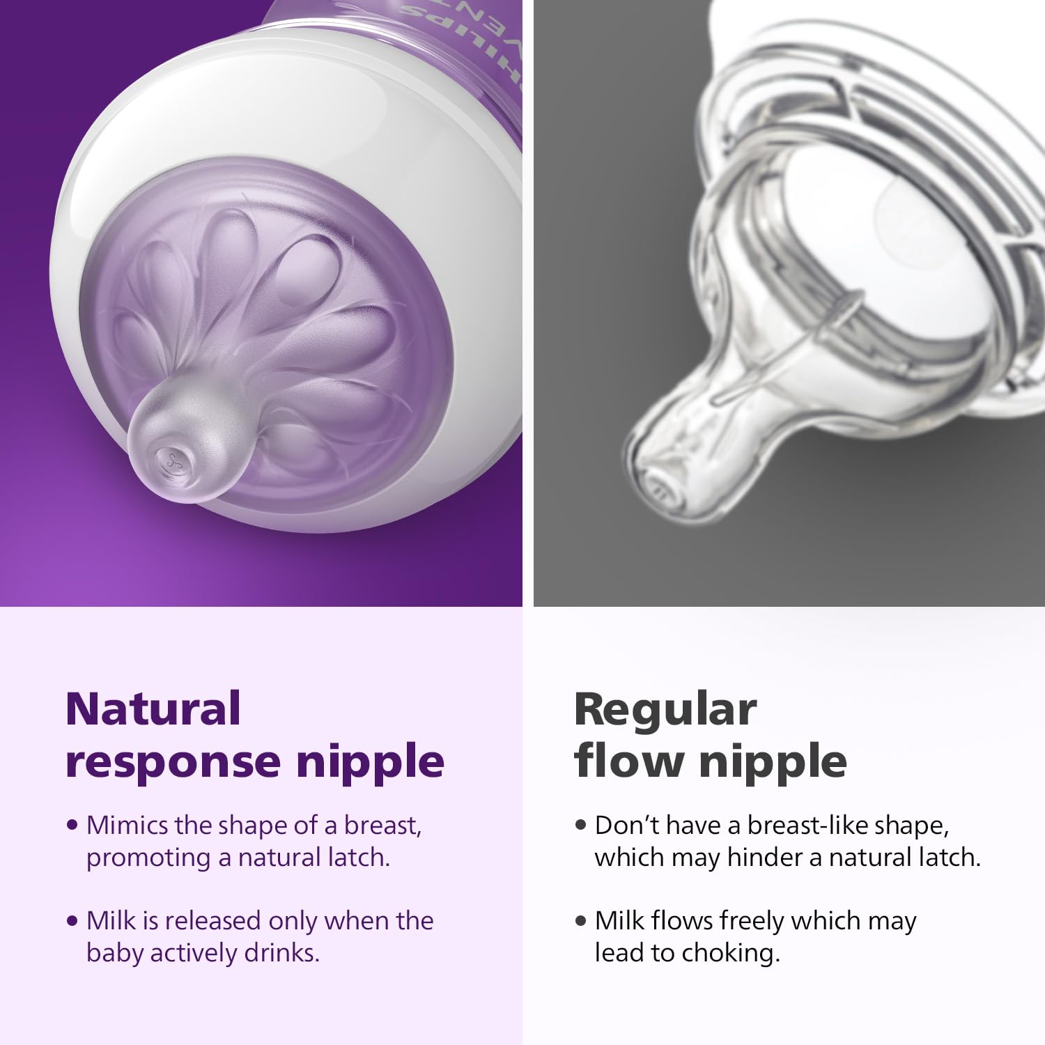 Philips Avent Natural Response Babyflasche mit 260 ml mit Saugern für mittleren Nahrungsfluss (Durchflussrate 3), 3er-Pack, SCY903/03