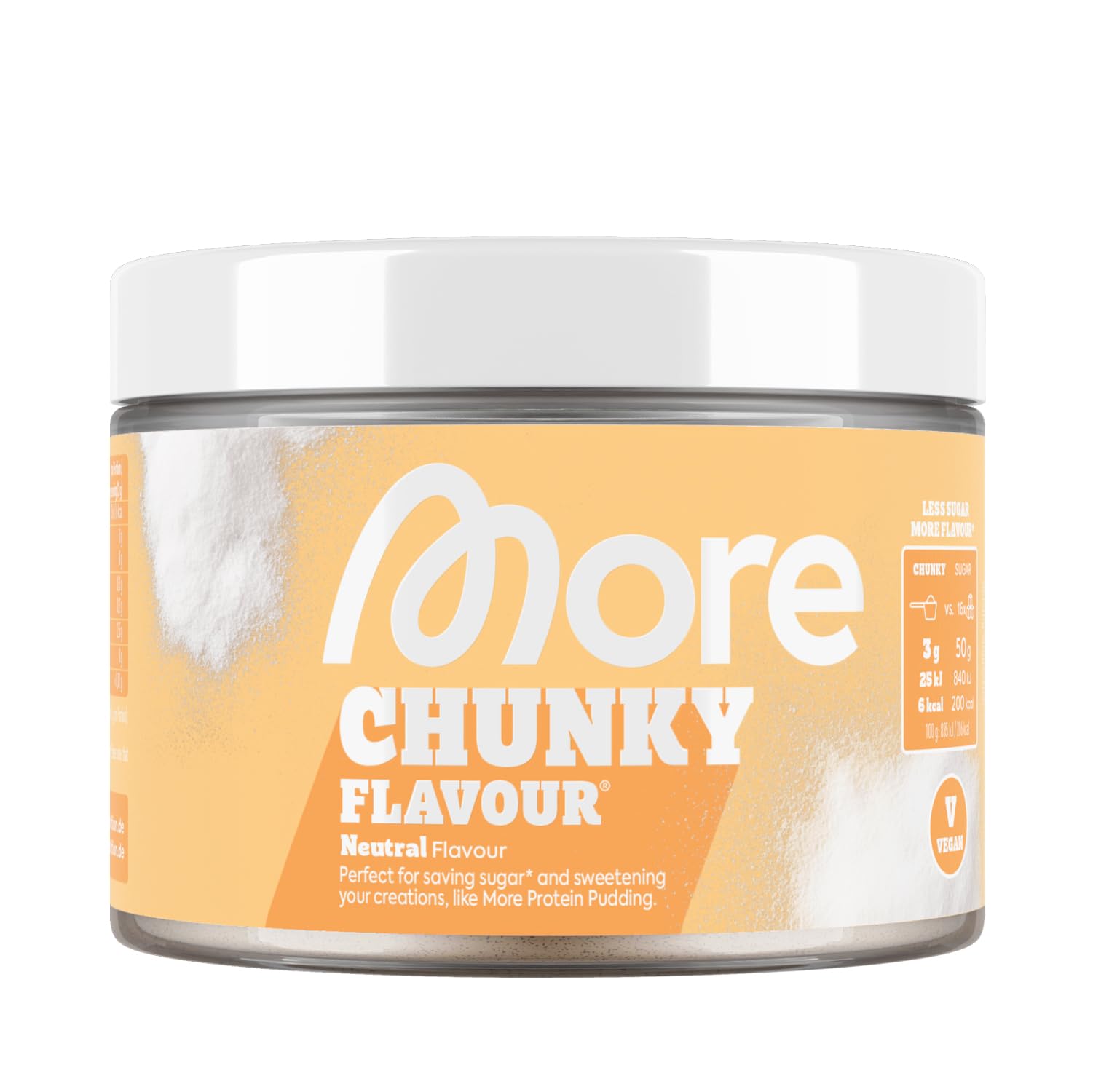 MORE Chunky Flavour, Vanilla Perfection, 150 g, vegan, Geschmackspulver zum Süßen, ohne viel Zucker und Kalorien, mit Inulin und Laktase - made in Germany