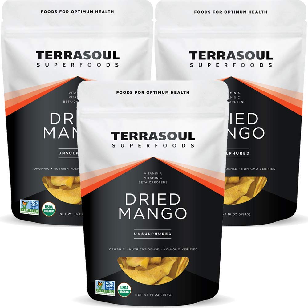 Terrasoul Superfoods Organic Dried Mango Slices, 16 Oz - Naturally Sweet & Tart | No-Added Sugar | Healthy Prebiotic