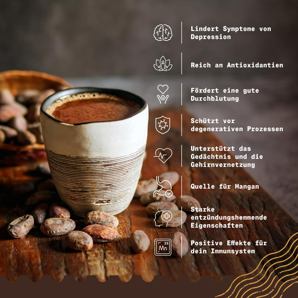 NaturaleBio Kakao Pulver Bio 1kg. Organic Cacao Pulver, Roh & Ungesüßt, Ideal für Getränke, Smoothies & Backen, Reich an Magnesium & Phosphor, Geprüft auf Schwermetalle