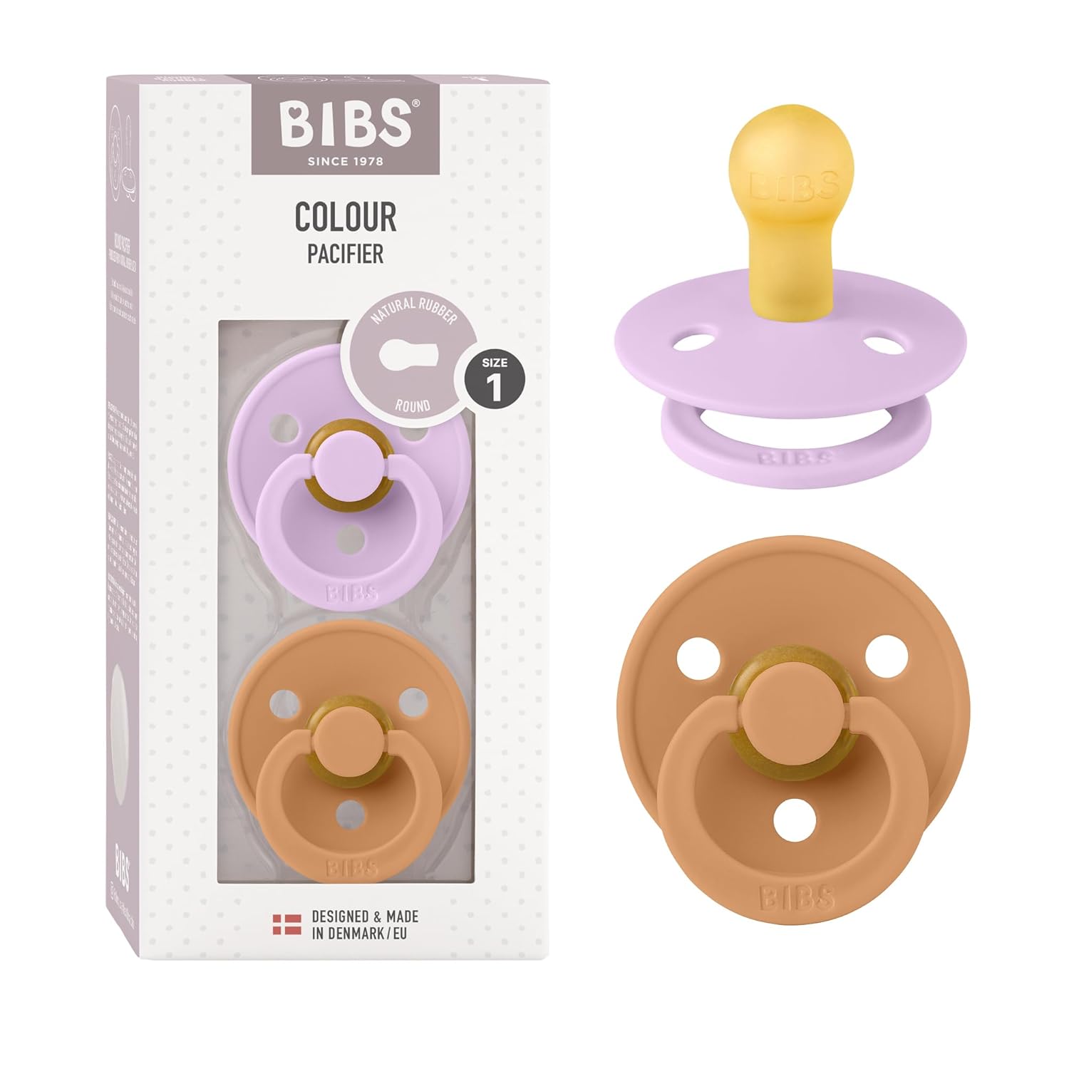 BIBS Colour Schnuller 2er-Pack, BPA-frei, Kirschform Nippel. Naturkautschuk/Latex, Hergestellt in Dänemark. Größe 1 | 0+ Monate | 2-Pack, Ivory/Sage