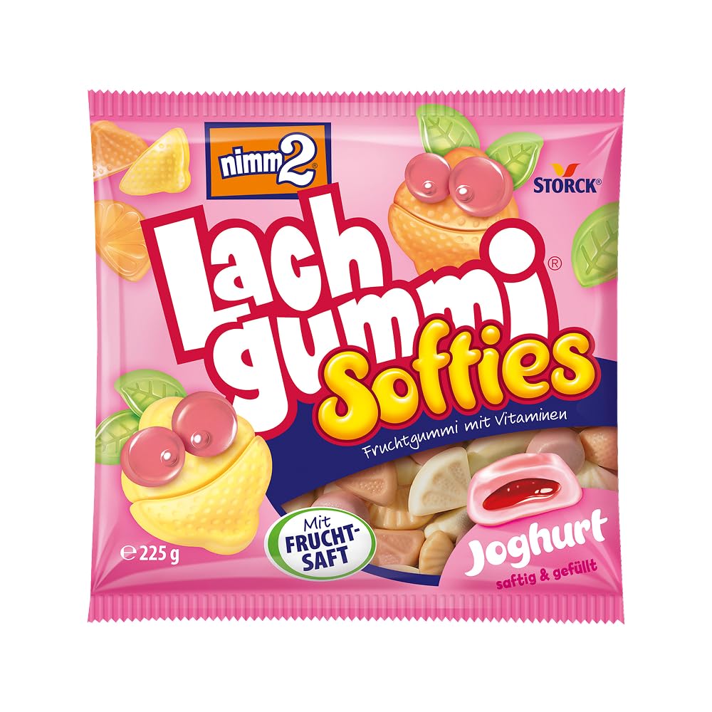 nimm2 Lachgummi Softies Rote Früchte – 1 x 225 g – Gefülltes Fruchtgummi mit Fruchtsaft und Vitaminen – Süßigkeit in sechs Geschmacksrichtungen