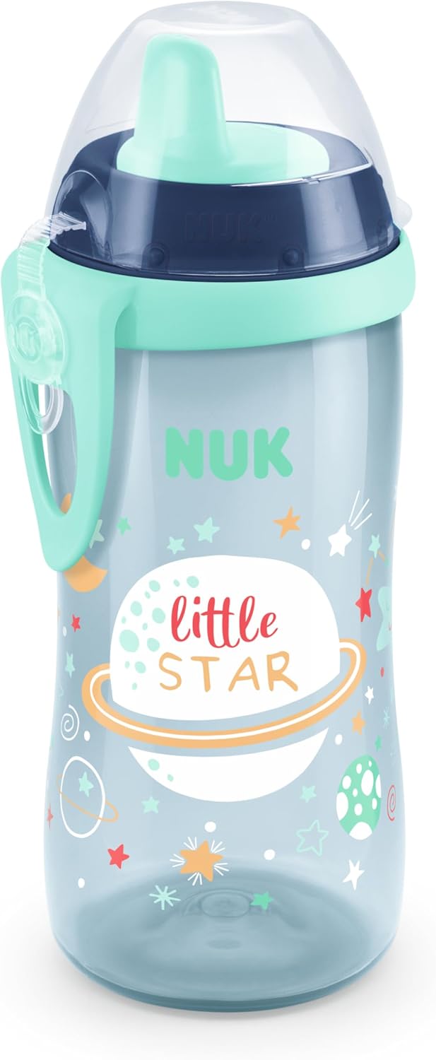 NUK Kiddy Cup Night Trinkbecher für Kleinkinder | 12+ Monate | 300 ml | Auslaufsicheres, verstärktes Mundstück | Leuchtet im Dunkeln | Clip & Schutzkappe | BPA-frei | Blau