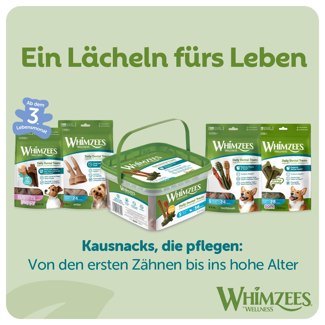 WHIMZEES Natürliche Getreidefreie Zahnpflegesnacks, Kaustangen für Hunde, Gemischte Vielfaltsbox, L, 14 x 60 g
