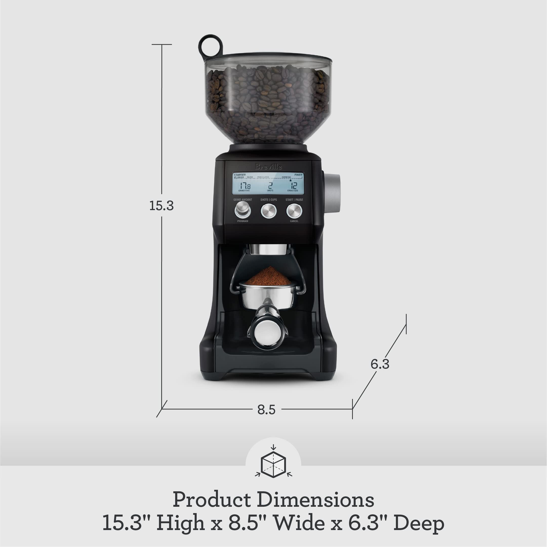 Breville BCG820BSS Smart Grinder Pro for Coffee and Espresso, Brushed Stainless Steel