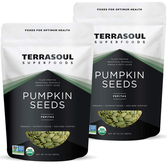 Terrasoul Superfoods Organic Pumpkin Seeds, 2 Lbs - Premium Quality, Shelled, Raw, Unsalted