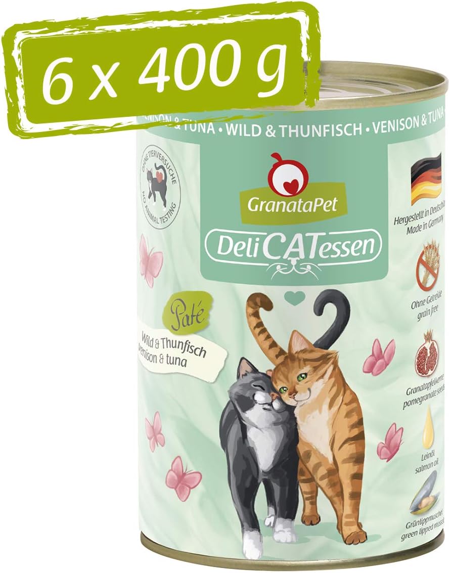 GranataPet DeliCatessen Huhn PUR, Nassfutter für Katzen, Futter ohne Getreide & ohne Zuckerzusätze, Katzenfutter mit hohem Fleischanteil & hochwertigen Ölen, 6 x 400 g