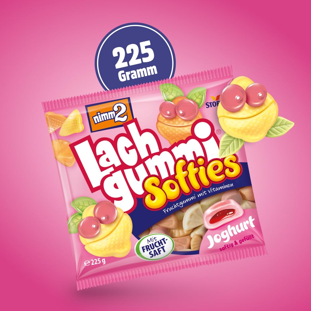nimm2 Lachgummi Softies Rote Früchte – 1 x 225 g – Gefülltes Fruchtgummi mit Fruchtsaft und Vitaminen – Süßigkeit in sechs Geschmacksrichtungen