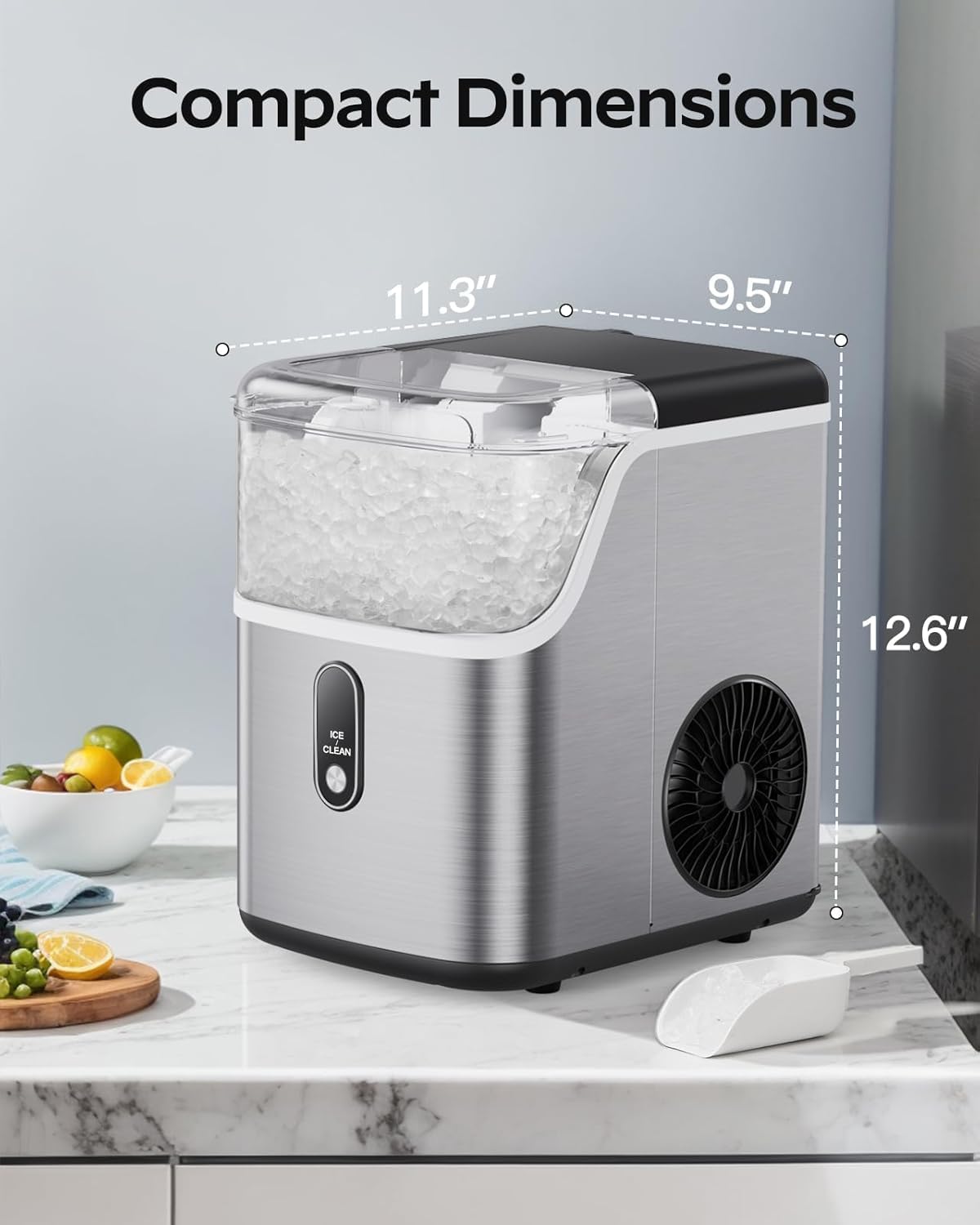 Silonn Ice Maker Countertop, Portable Ice Machine with Carry Handle, Self-Cleaning Ice Makers with Basket and Scoop, 9 Cubes in 6 Mins, 26 lbs per Day, Ideal for Home, Kitchen, Camping, RV