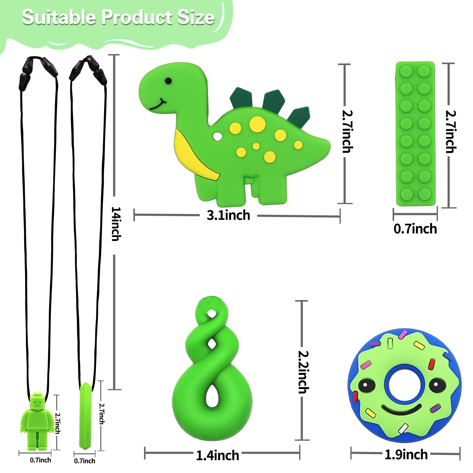 Kaukette für Kinder, 6 Stück Sensory Kauen Halskette, Silikon Beißring für Baby, Autismus Spielzeug für Jungen und Mädchen, Perfekt für Kinder mit ADHS, Zahnen, Beißende, Fingernägel Kauen (Blau)