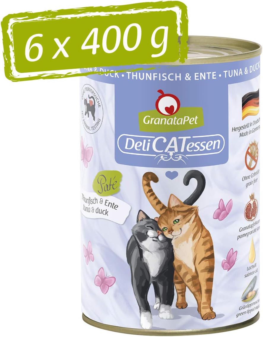 GranataPet DeliCatessen Huhn PUR, Nassfutter für Katzen, Futter ohne Getreide & ohne Zuckerzusätze, Katzenfutter mit hohem Fleischanteil & hochwertigen Ölen, 6 x 400 g