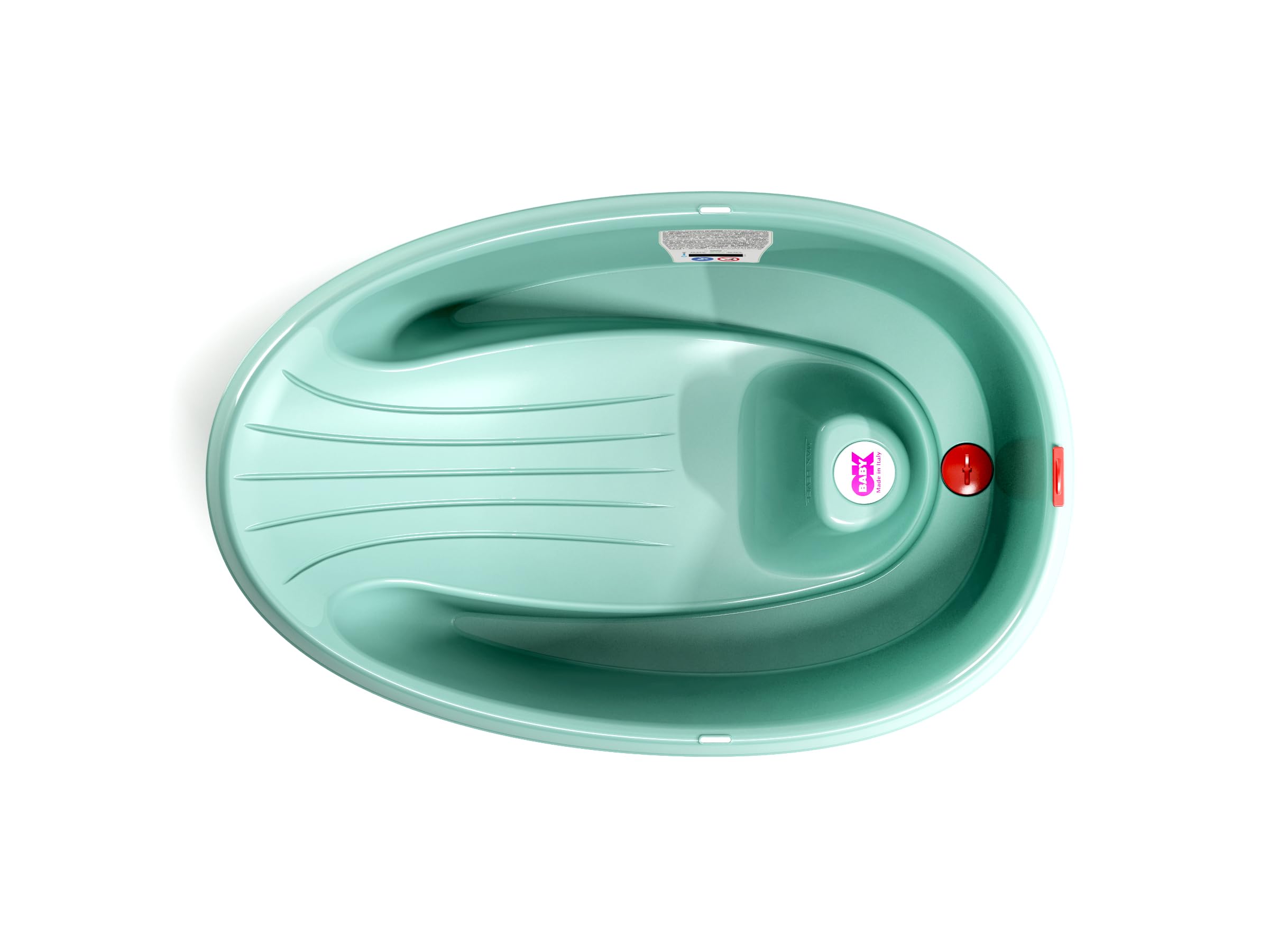 Onda Baby-Badewanne - Rutschsichere Basis, mit eingebautem digitalen Flüssigkristall-Thermometer - Rückenstütze für zusätzlichen Komfort - Passt in die Badewanne oder die ebenerdige - Weiss