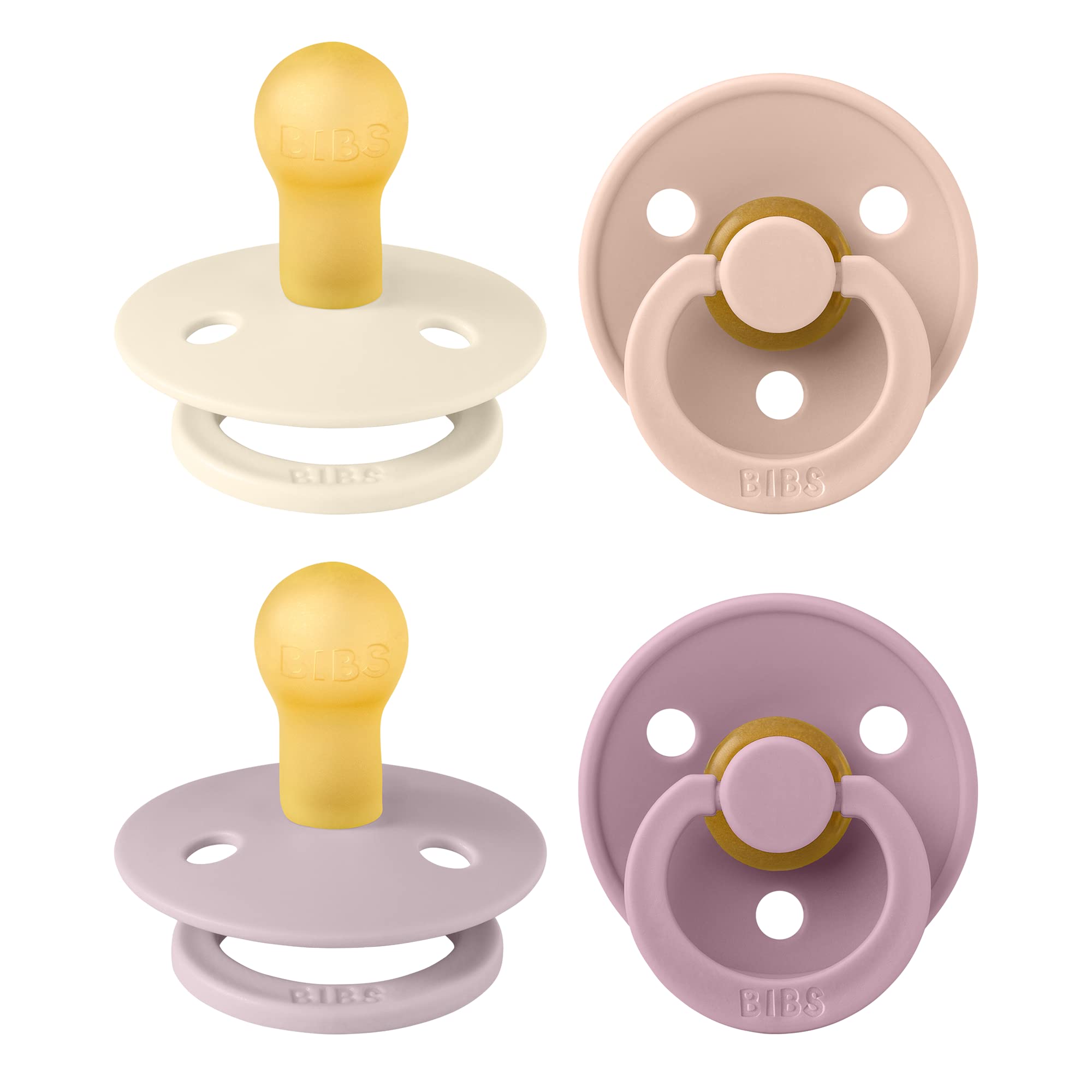 BIBS Colour Schnuller 4er-Pack, BPA-frei, Kirschform Nippel. Naturkautschuk/Latex, Hergestellt in Dänemark. 6-18 Monate (4er Pack), Iron Mix