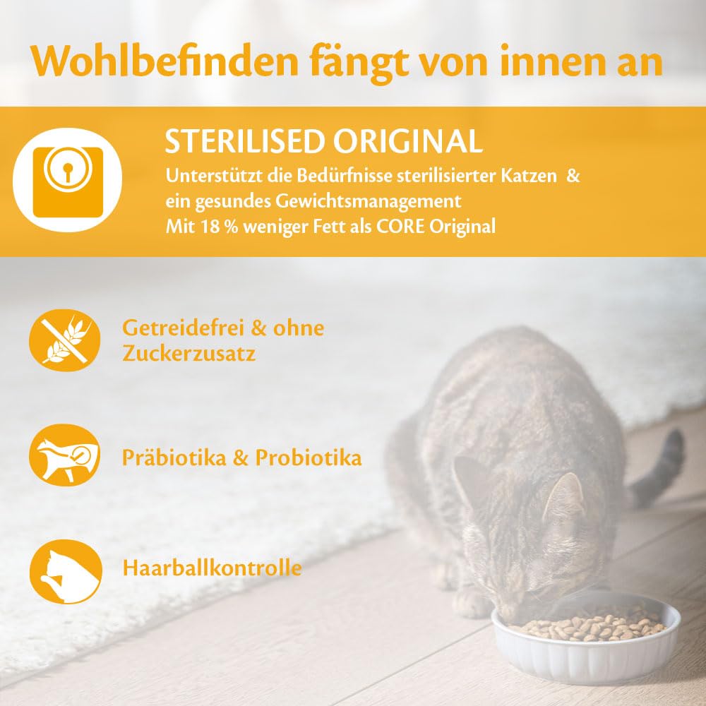 Wellness CORE Sterilised Ocean 4 kg, Lachs – Katzenfutter Trocken für sterilisierte Katzen, getreidefrei, natürlich, hypoallergen, proteinreich, unterstützt gesunde Haut und glänzendes Fell