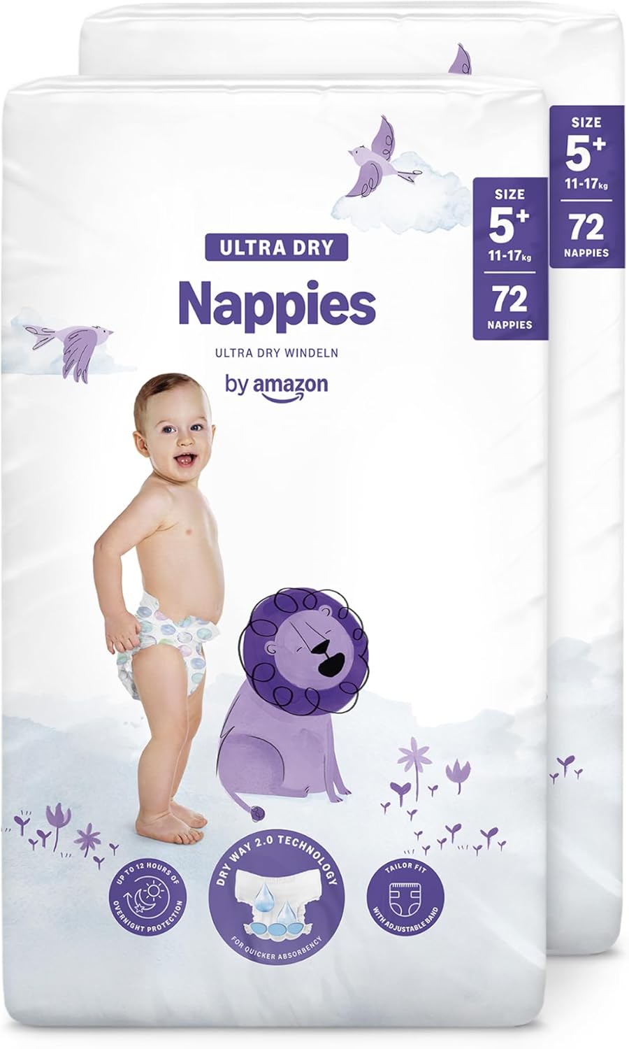 By Amazon Ultra Dry Windeln Größe 5 (10-16 kg) - MONATSBOX, Weiß, 152 Stück (2 Packungen mit 76) (Früher Unter Der Marke Mama Bear, Identisches Produkt)