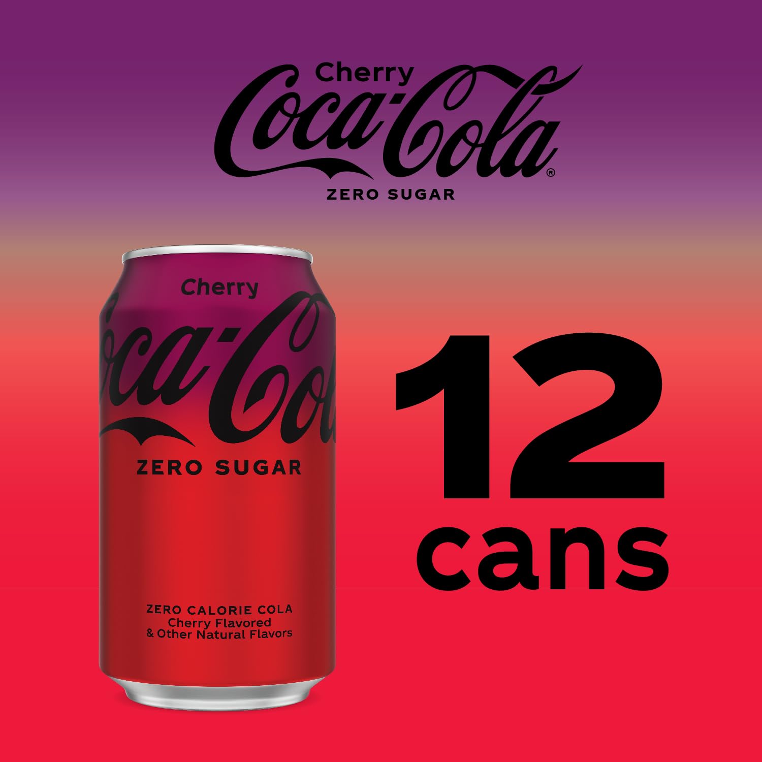 Coca-Cola Cherry Zero Sugar Soda, 12 Fl Oz (pack of 12)
