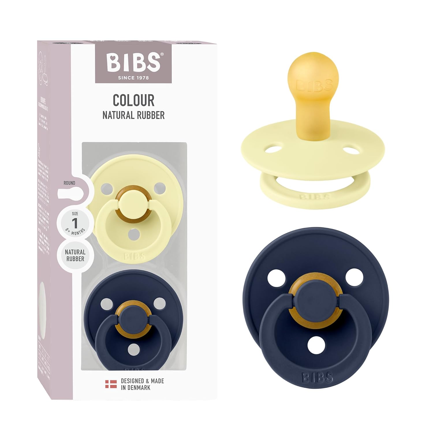 BIBS Colour Schnuller 2er-Pack, BPA-frei, Kirschform Nippel. Naturkautschuk/Latex, Hergestellt in Dänemark. Größe 1 | 0+ Monate | 2-Pack, Ivory/Sage
